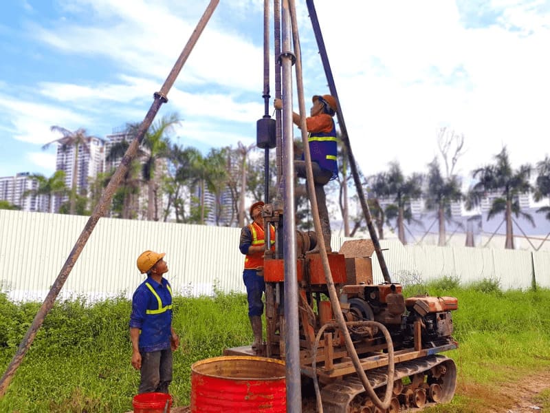 các loại móng nhà Đo đạc phân tích đất, nước ngầm
