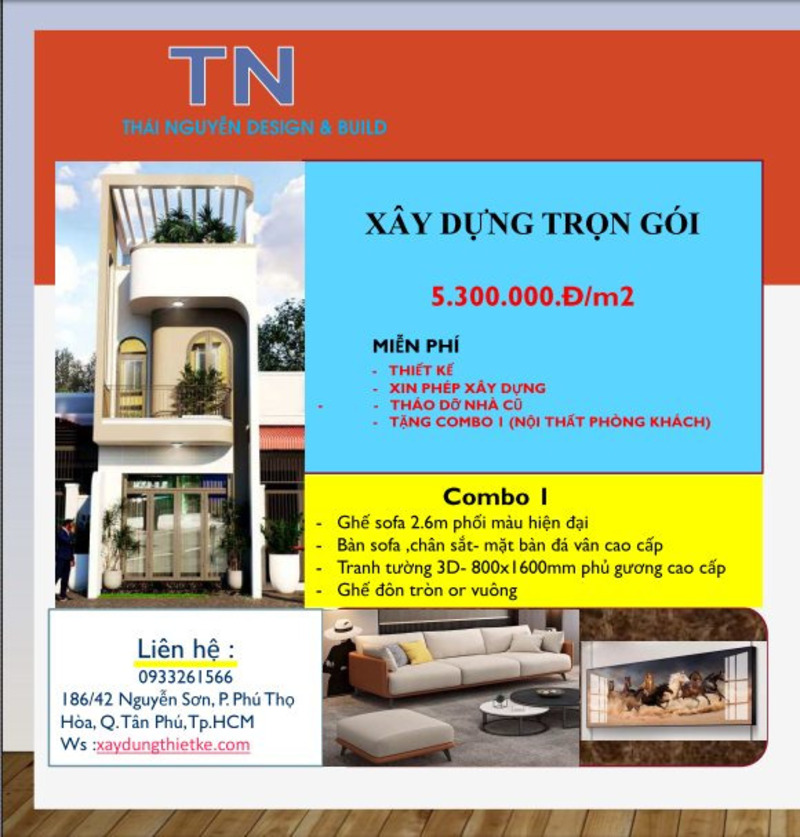 đơn vị thiết kế và thi công nhà trọn gói tại TPHCM Xây Dựng Thái Nguyễn